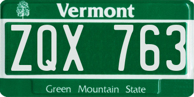VT license plate ZQX763