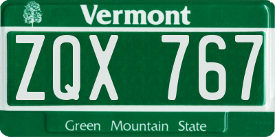 VT license plate ZQX767