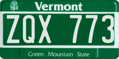 VT license plate ZQX773
