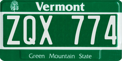 VT license plate ZQX774