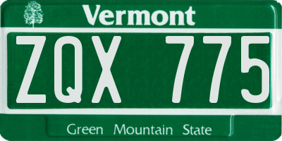 VT license plate ZQX775