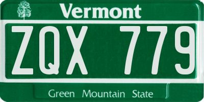 VT license plate ZQX779