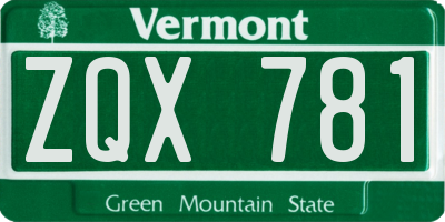 VT license plate ZQX781