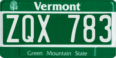 VT license plate ZQX783
