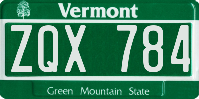 VT license plate ZQX784