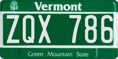 VT license plate ZQX786
