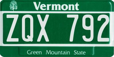 VT license plate ZQX792