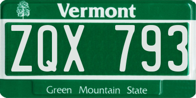 VT license plate ZQX793