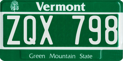 VT license plate ZQX798