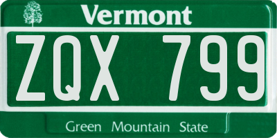 VT license plate ZQX799