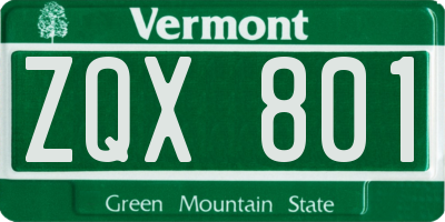 VT license plate ZQX801