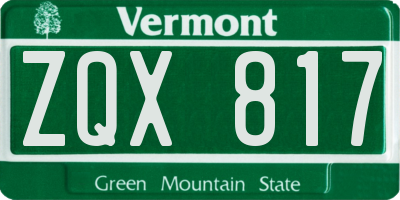 VT license plate ZQX817