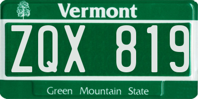 VT license plate ZQX819