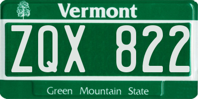 VT license plate ZQX822