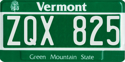 VT license plate ZQX825