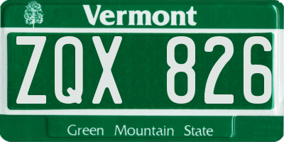 VT license plate ZQX826