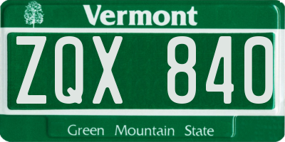 VT license plate ZQX840