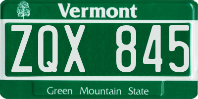VT license plate ZQX845