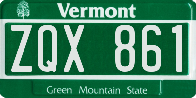 VT license plate ZQX861