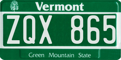 VT license plate ZQX865