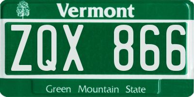 VT license plate ZQX866