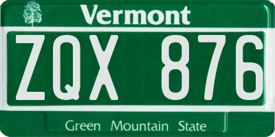 VT license plate ZQX876