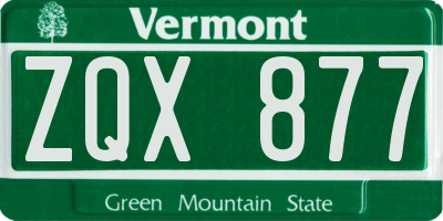 VT license plate ZQX877