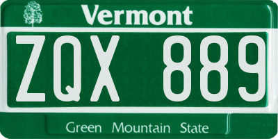 VT license plate ZQX889