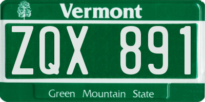 VT license plate ZQX891