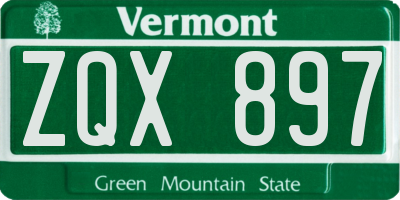 VT license plate ZQX897