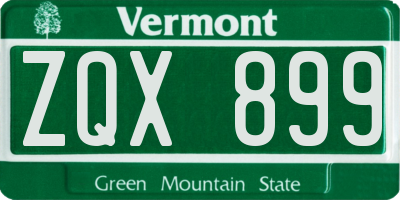 VT license plate ZQX899