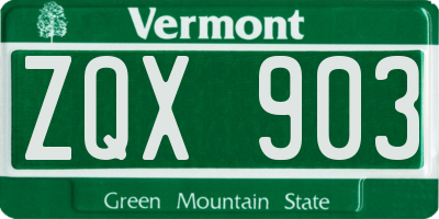 VT license plate ZQX903