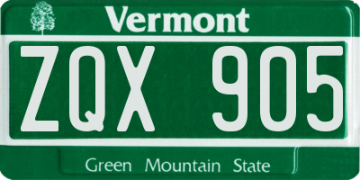 VT license plate ZQX905
