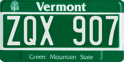 VT license plate ZQX907