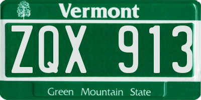 VT license plate ZQX913