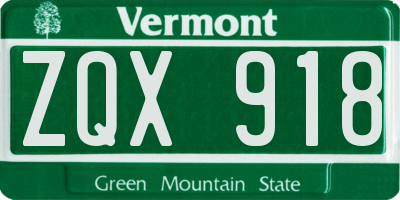 VT license plate ZQX918