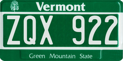 VT license plate ZQX922