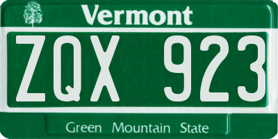 VT license plate ZQX923