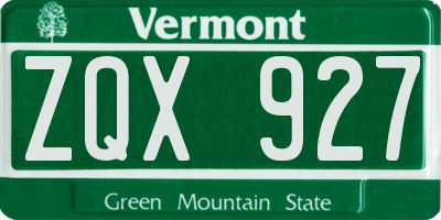 VT license plate ZQX927