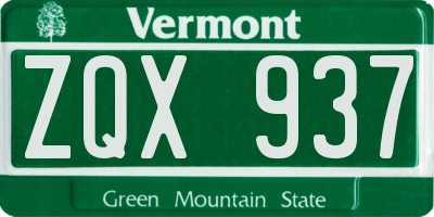 VT license plate ZQX937