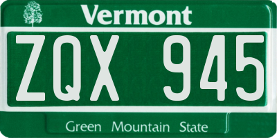 VT license plate ZQX945
