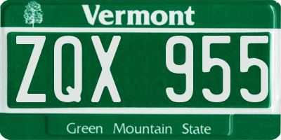 VT license plate ZQX955