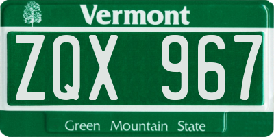 VT license plate ZQX967