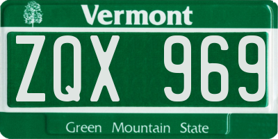 VT license plate ZQX969