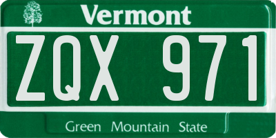 VT license plate ZQX971