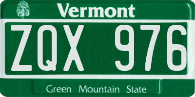VT license plate ZQX976