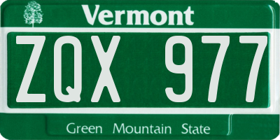 VT license plate ZQX977