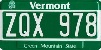 VT license plate ZQX978