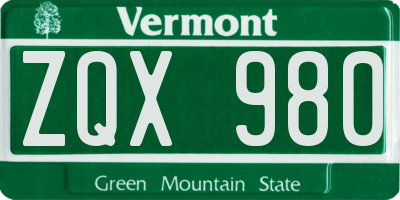 VT license plate ZQX980