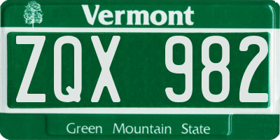 VT license plate ZQX982